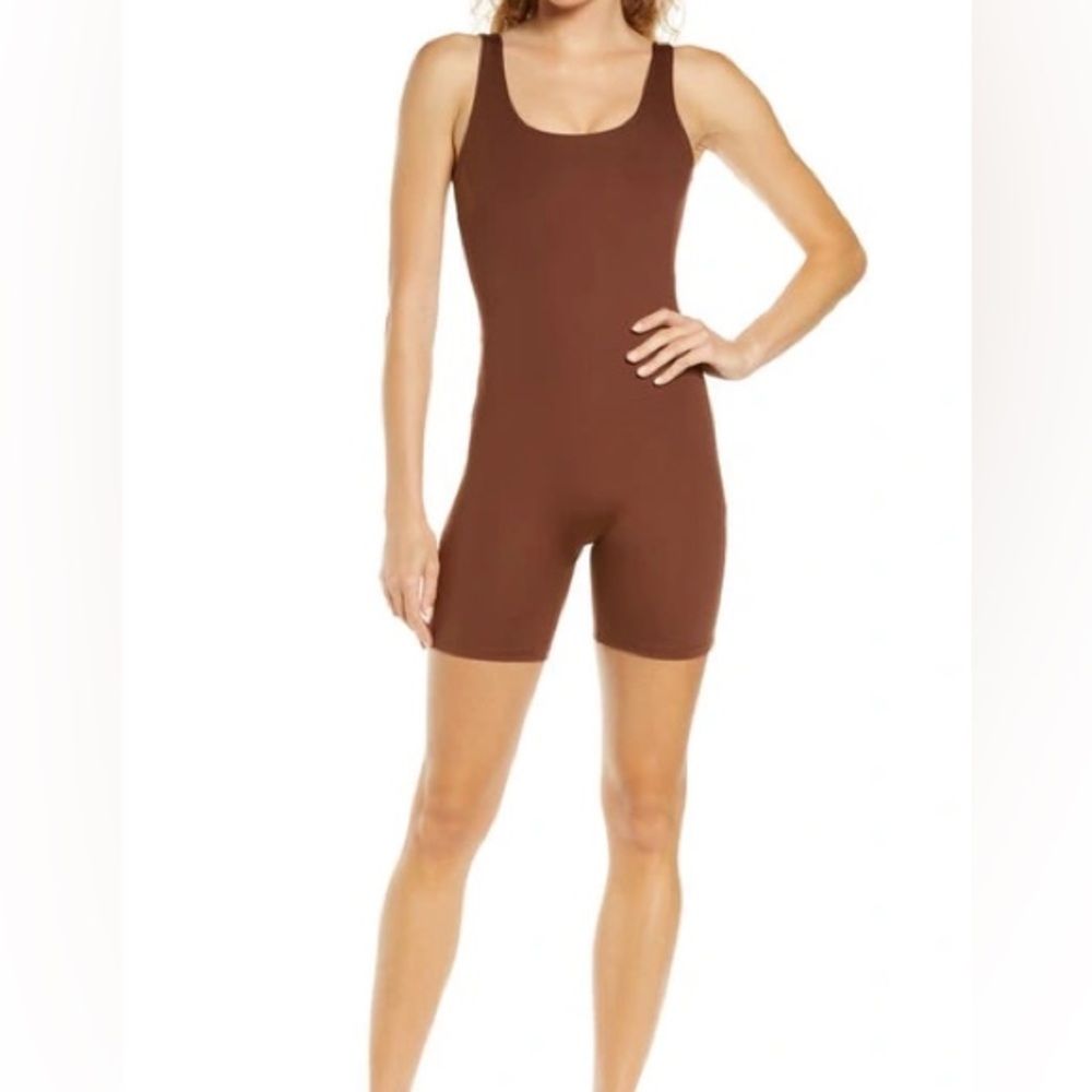 Girlfriend Collective Bike Unitard Brown